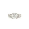 hand engraved 3 stone platinum and 18karat gold diamond 2.06 cts. tw. engagement ring .