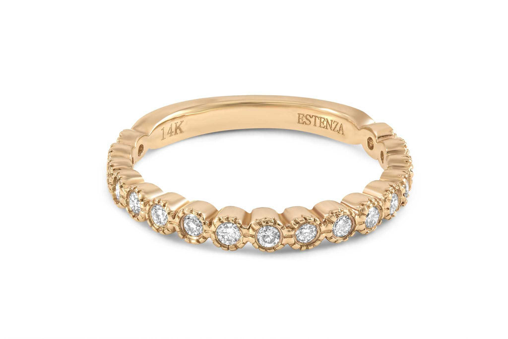 milgrain bezel set diamond band round brilliant cut diamonds 0.30ctw 14k yellow gold