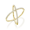 crisscross diamond ring set in 18k yellow gold and 0.50 ct