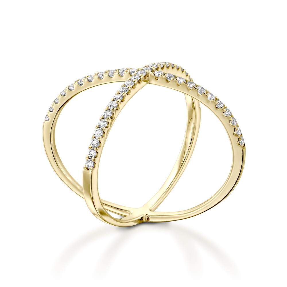 crisscross diamond ring set in 18k yellow gold and 0.50 ct