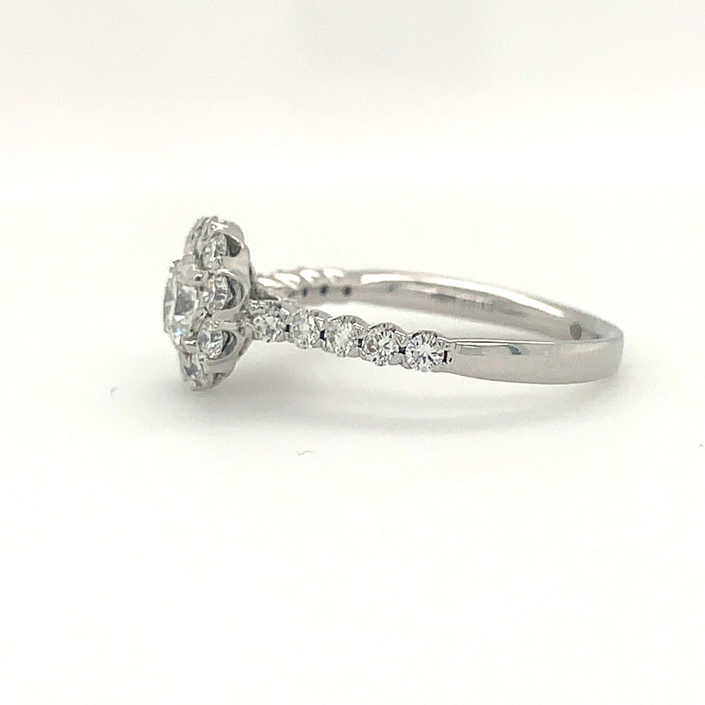 0.75ct Christopher Designs Round Crisscut Halo Diamond Ring, 18K White Gold | Blacy's Fine Jewelers