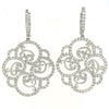 one of a kind pavée diamond filigree swirl drop earrings 18k white gold
