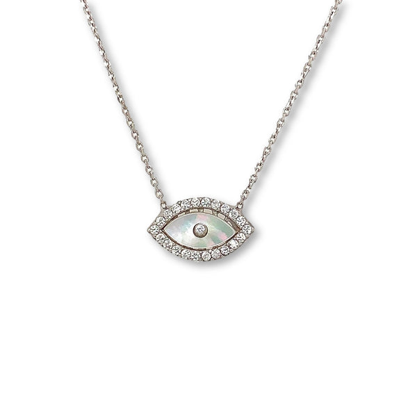 evil eye mother of pearl cz pendant