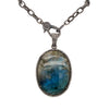 oxidized sterling silver diamond and  labradorite pendant with diamond clasp chain