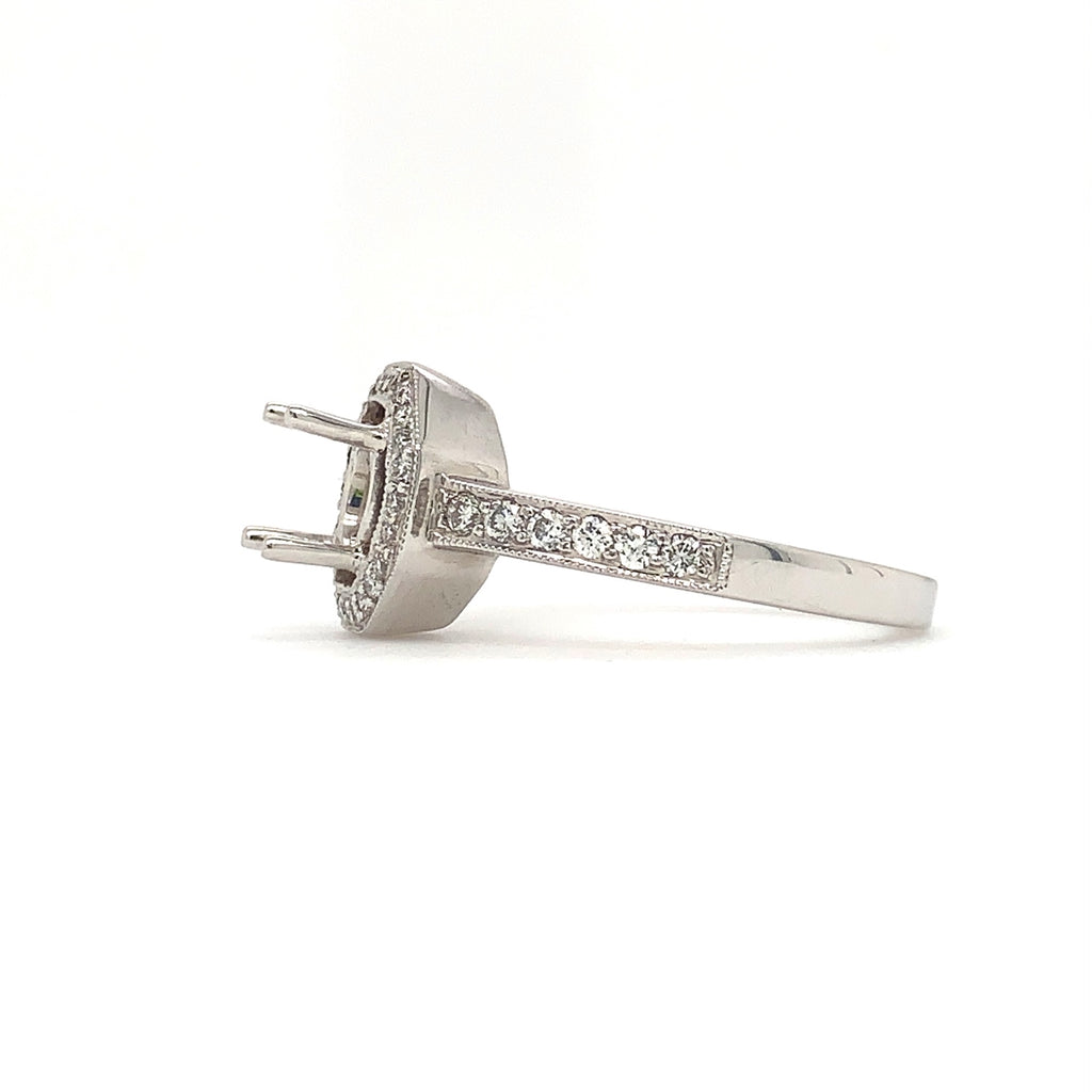 14K White Gold Octagon Halo Semi Mounting .27ctw of Diamonds | Blacy's Fine Jewelers