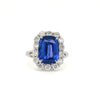 blue sapphire and diamond ring 5.30ct cornflower blue with diamond halo 1.13 ctw