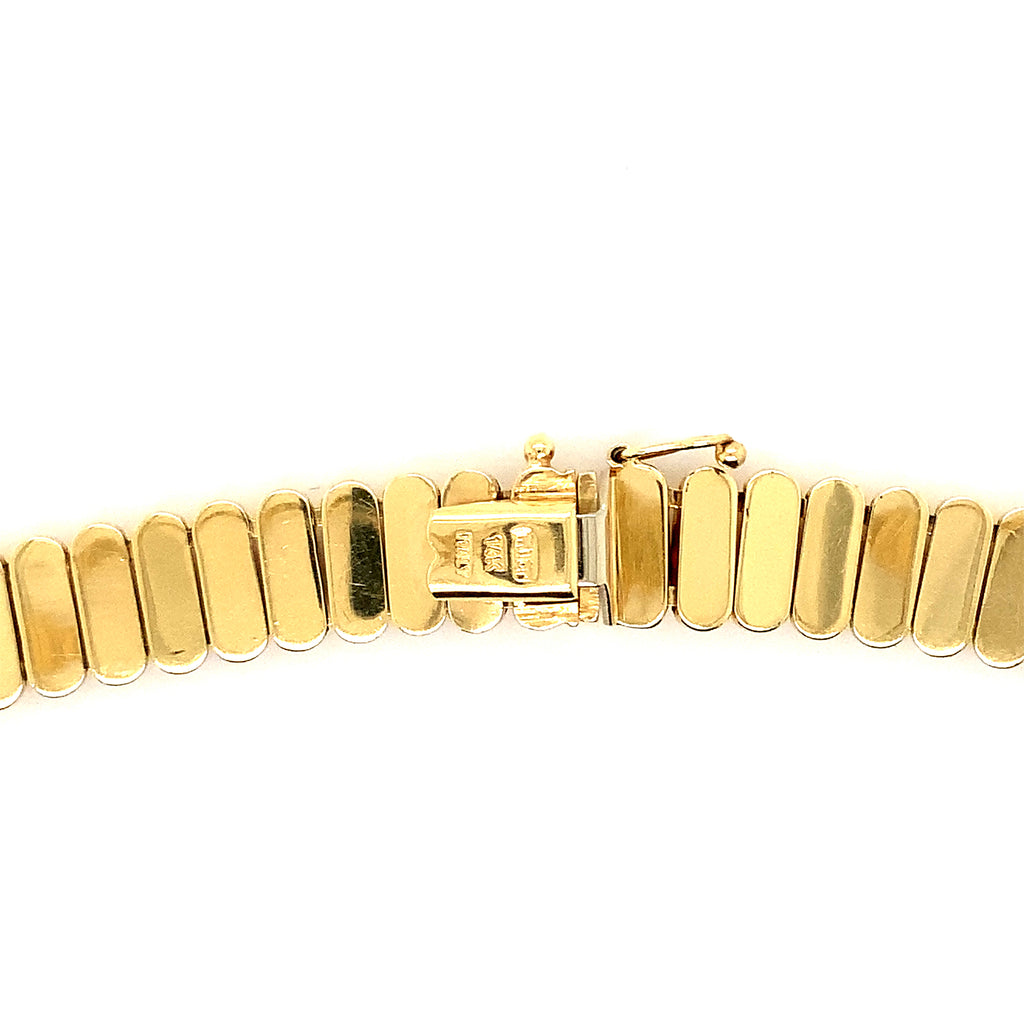 vintage italian ribbed gold chain necklace 14k yellow gold