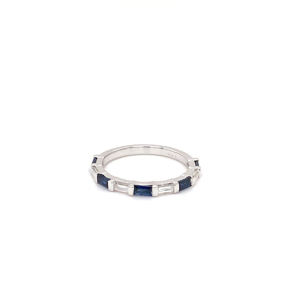 sapphire and diamond anniversary band 14k white gold