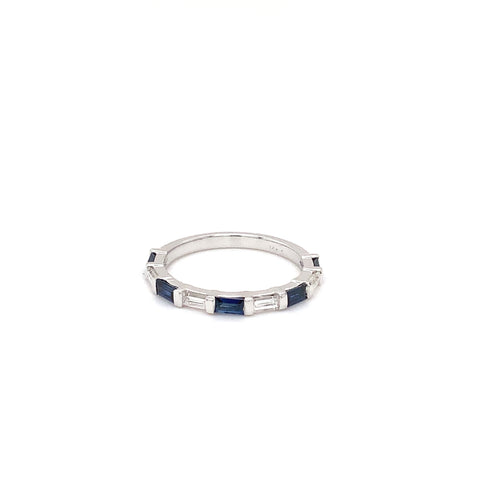 sapphire and diamond anniversary band 14k white gold