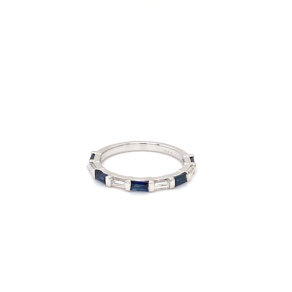 sapphire and diamond anniversary band 14k white gold