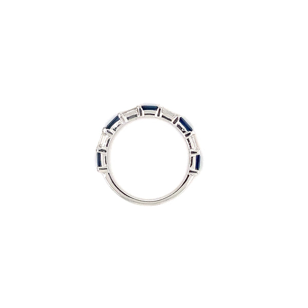 sapphire and diamond anniversary band 14k white gold