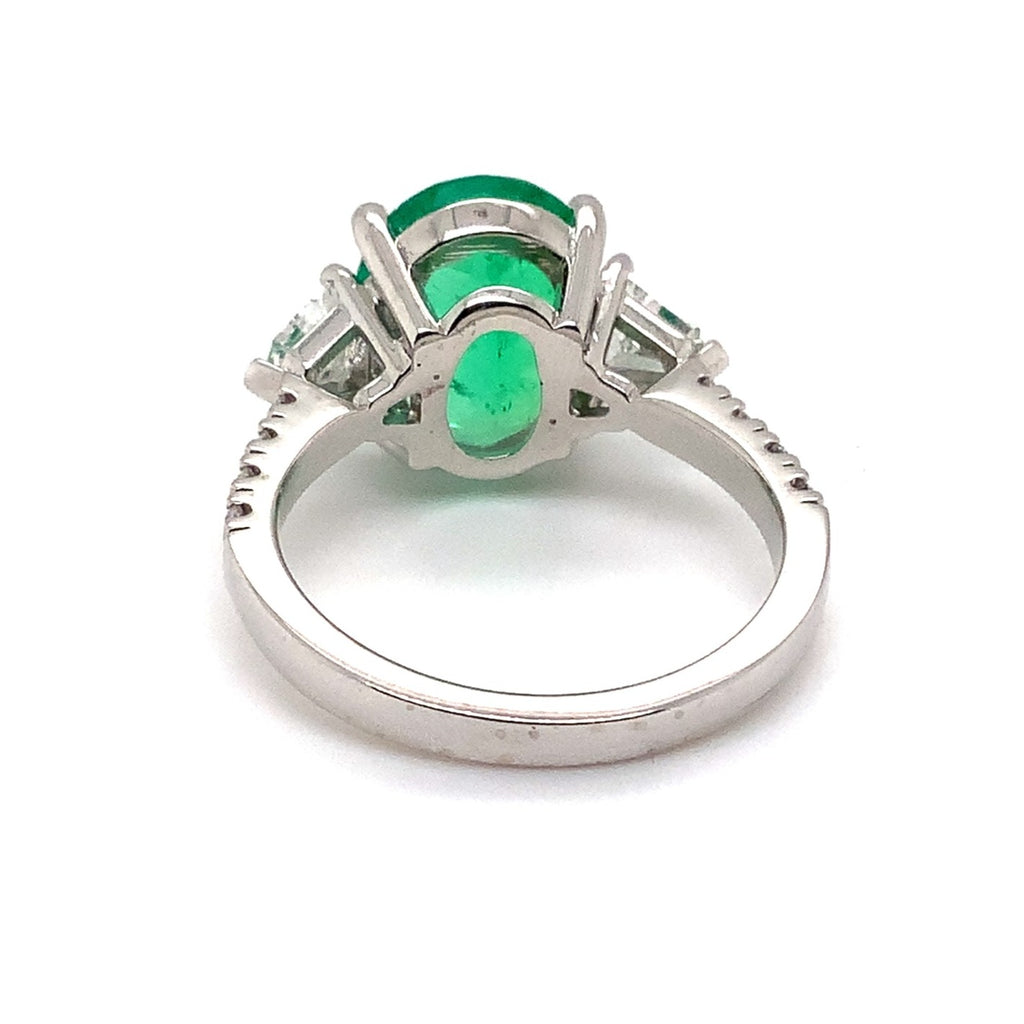 one of a kind natural fine colombian emerald and diamond ring 18k white gold