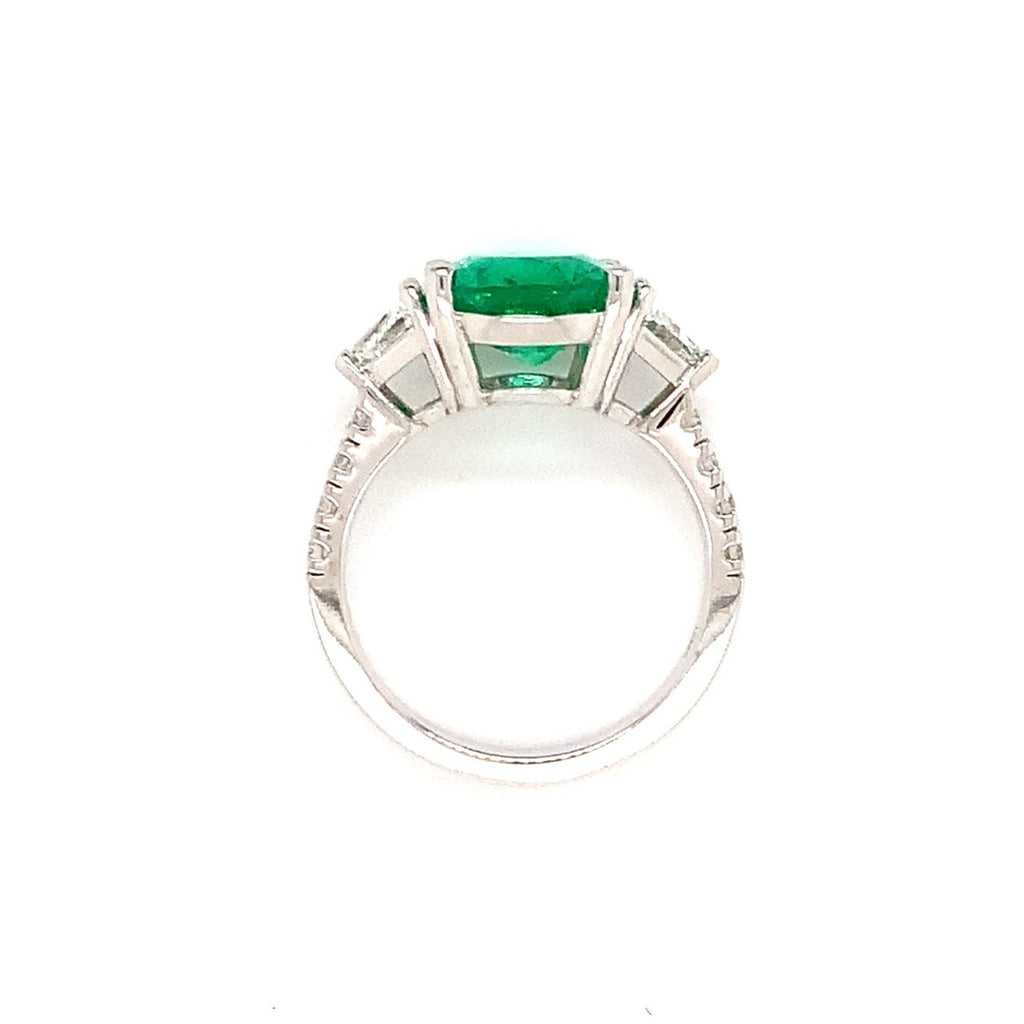 one of a kind natural fine colombian emerald and diamond ring 18k white gold