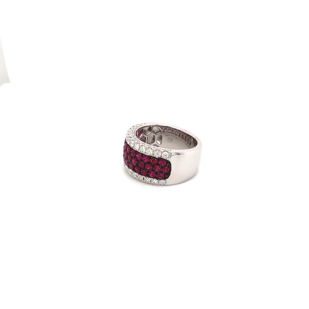 Roman + Jules Pavé Ruby and Diamond Five Row Cigar Band set in 14K White Gold with Black Rhodium Detailing. - Image 4 of 6