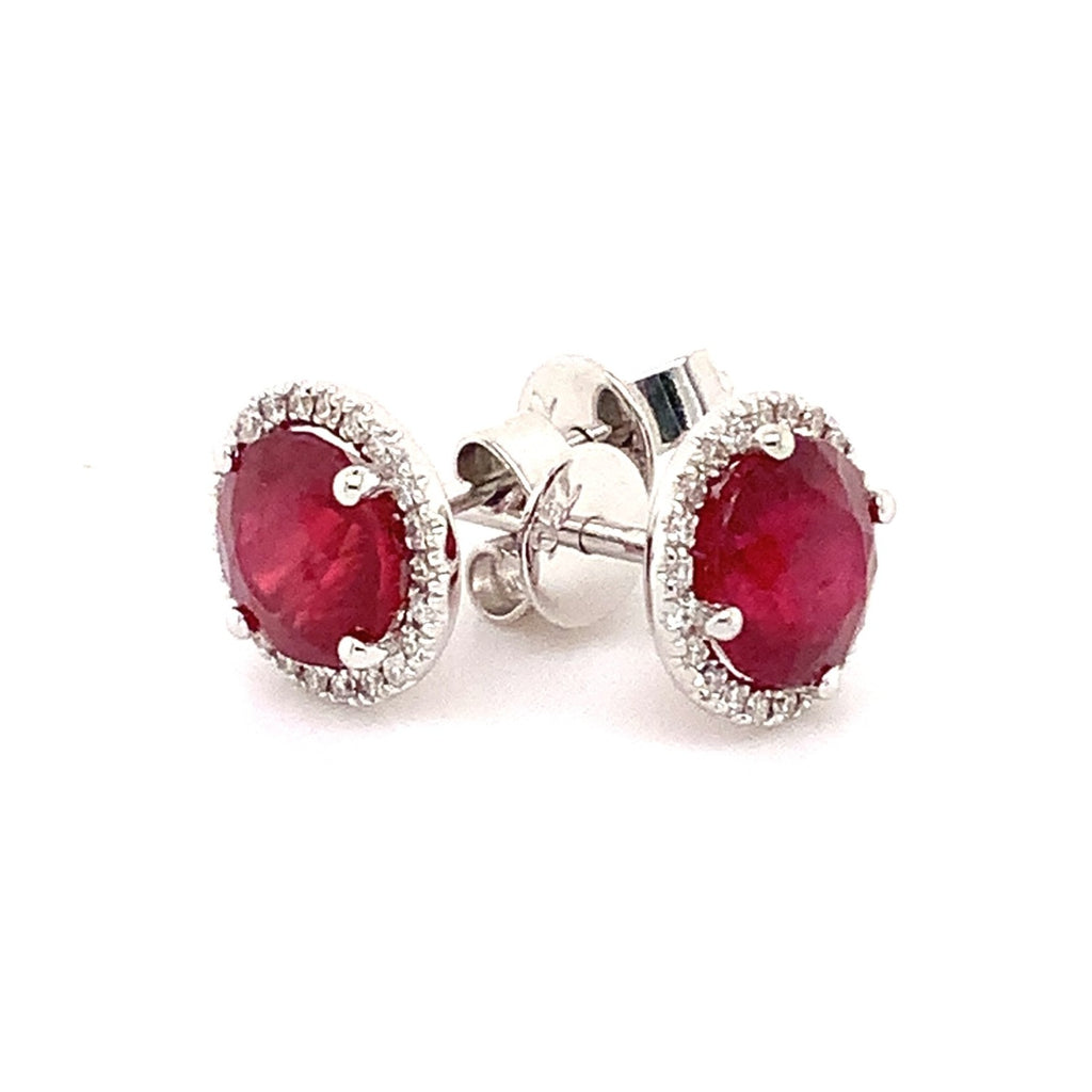 Roman + Jules Fine Quality Ruby and Diamond Halo Earrings in 18 Kt White Gold. 2.20 cts t.w. - Image 5 of 5