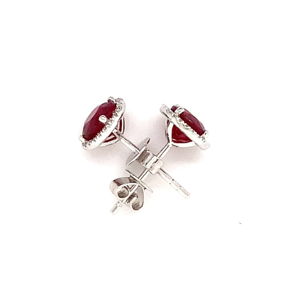 roman + jules fine quality ruby and diamond halo earrings in 18 kt white gold. 2.20 cts t.w.