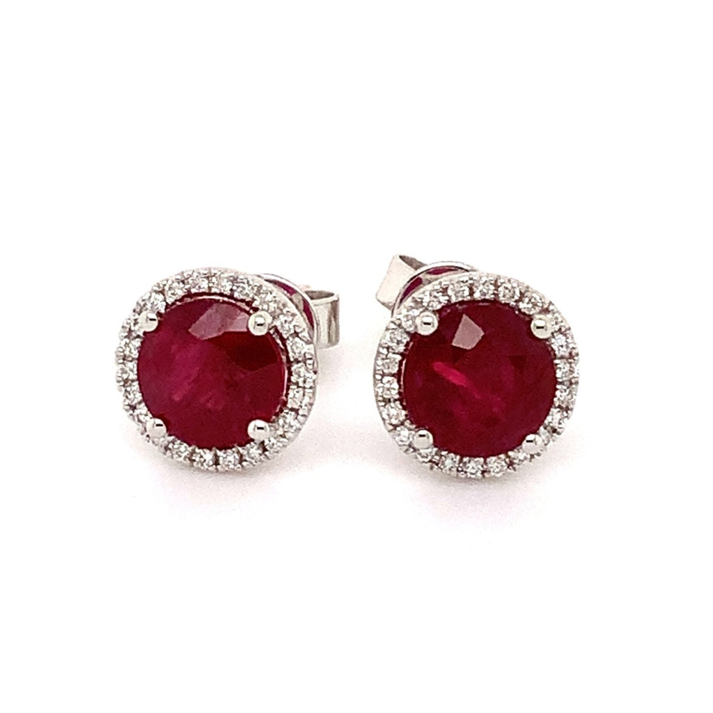 Roman + Jules Fine Quality Ruby and Diamond Halo Earrings in 18 Kt White Gold. 2.20 cts t.w. - Image 4 of 5