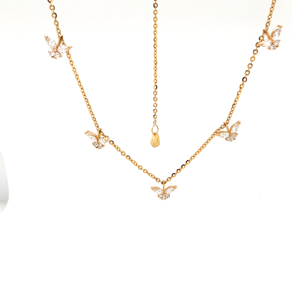 butterfly diamond necklace set in 18k yellow gold 0.82 cts t.w.