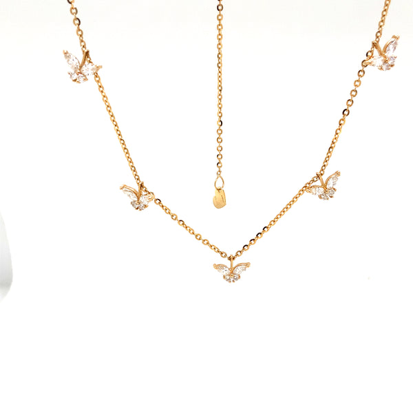 butterfly diamond necklace set in 18k yellow gold 0.82 cts t.w.