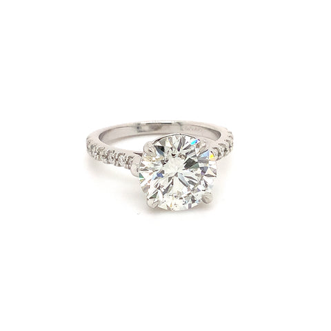 brilliant cut gia certified 4.10 ct diamond g in color si 2 in clarity shared prong wedding set 1.10 ctw platinum 950