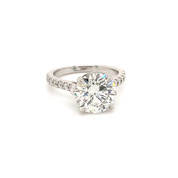 brilliant cut gia certified 4.10 ct diamond g in color si 2 in clarity shared prong wedding set 1.10 ctw platinum 950