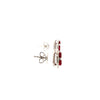 oval burmese ruby and diamond cluster pierced earrings 18k white gold