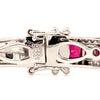 fine burmese princess cut ruby and diamond bangle bracelet in 18 kt white gold.