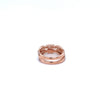 rose gold 4 prong basket diamond semi-mounting swirling wedding set in 14 kt.