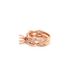 rose gold 4 prong basket diamond semi-mounting swirling wedding set in 14 kt.