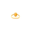 hand made petite fine crystal opal bezel set ring. set in 18k yellow gold