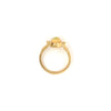 hand made petite fine crystal opal bezel set ring. set in 18k yellow gold