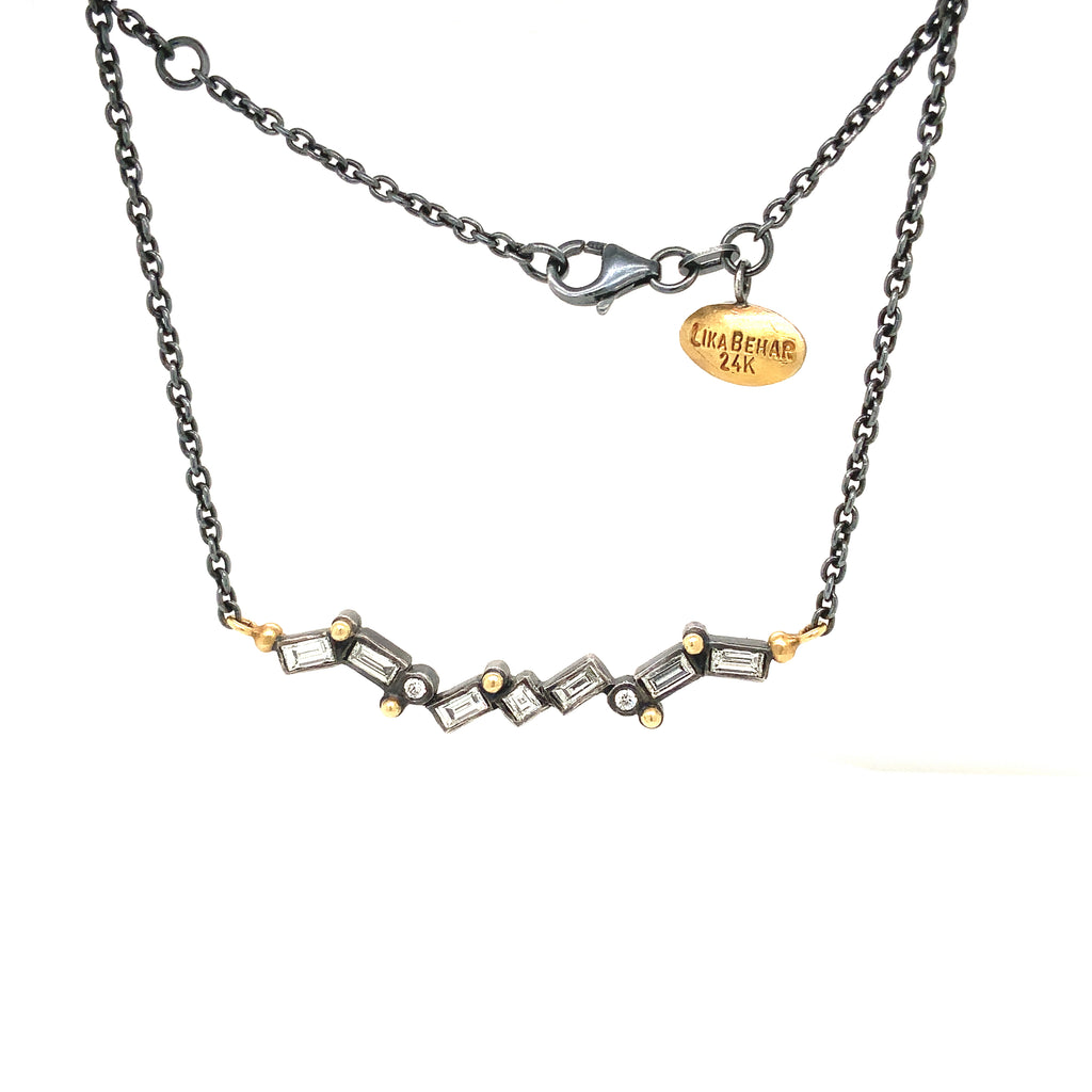 Lika Behar Dylan Baguette Necklace Diamonds Equal 0.77 ctw 24K Gold And  Oxidized Silver - Image 2 of 3