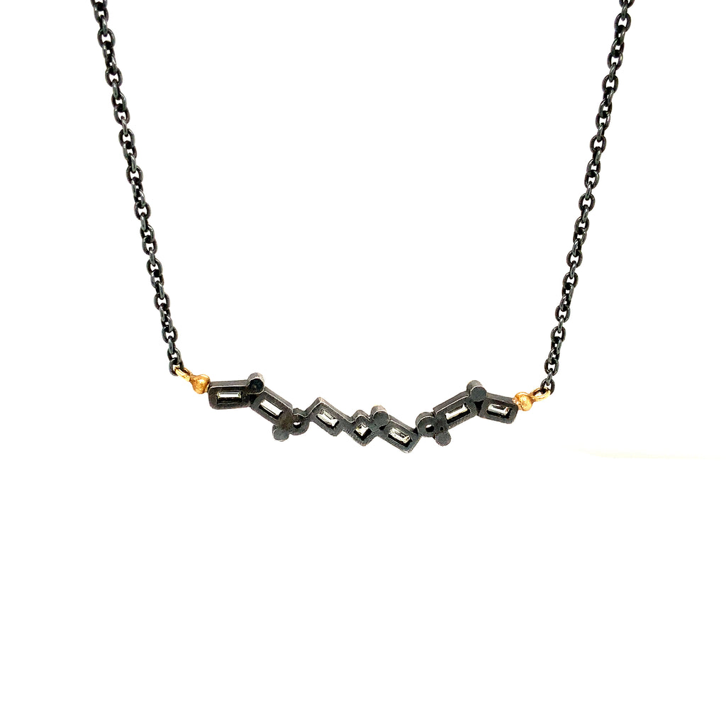 Lika Behar Dylan Baguette Necklace Diamonds Equal 0.77 ctw 24K Gold And  Oxidized Silver - Image 3 of 3