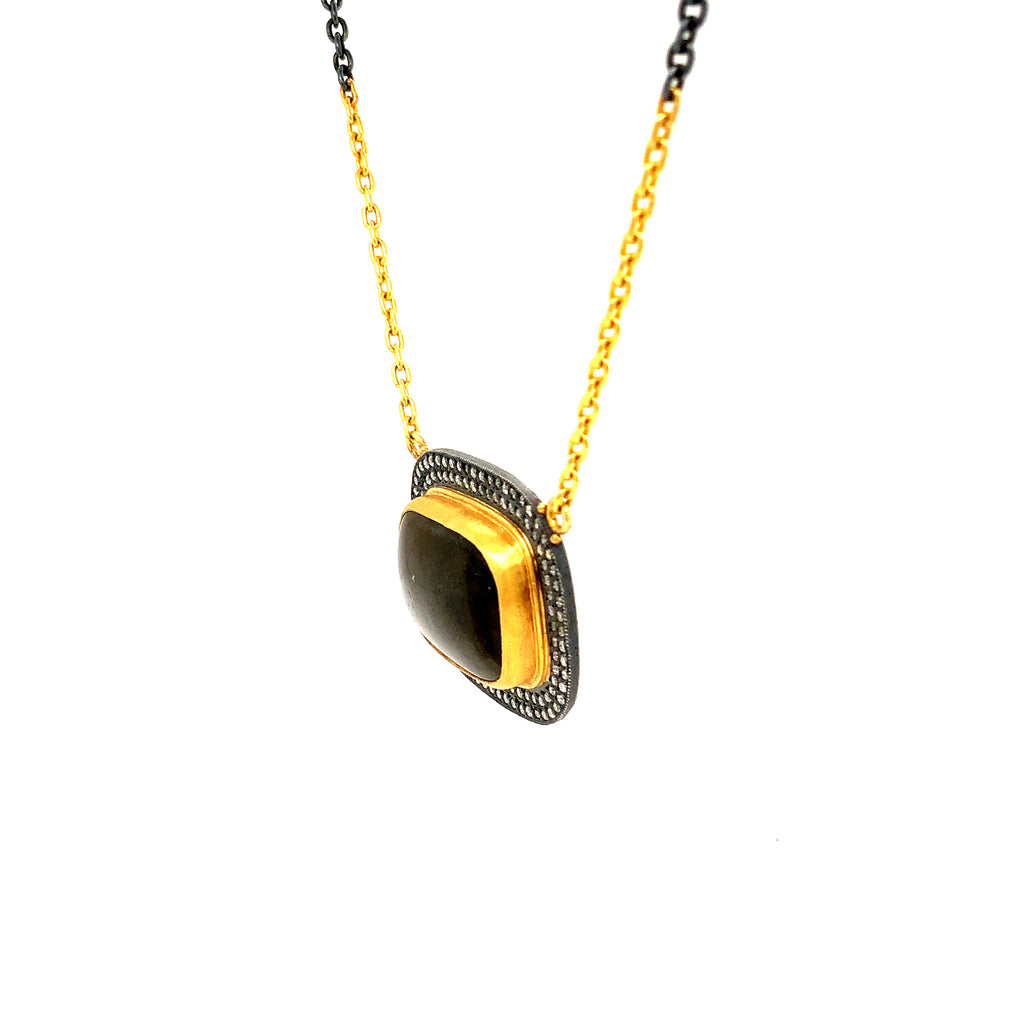 Lika Behar Labradorite and Grey Diamond NIGHTFALL Necklace 24K Gold and Oxidized Silver - Image 3 of 4
