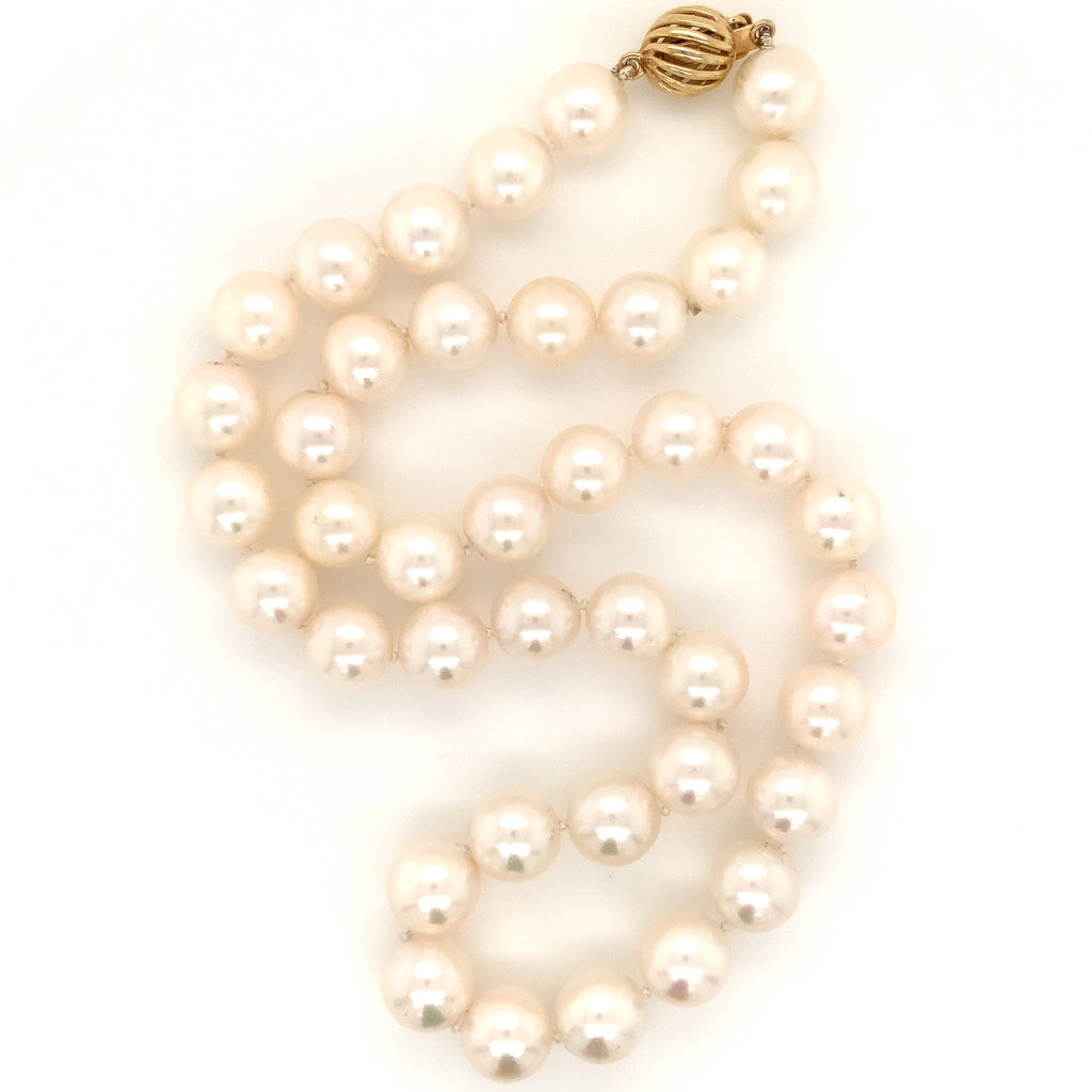 natural south sea pearl necklace 9-9.5mm 18k yellow gold