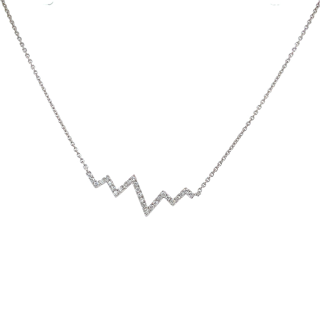 Micropave Heartbeat Diamond Necklace 14K White Gold - Image 1 of 3