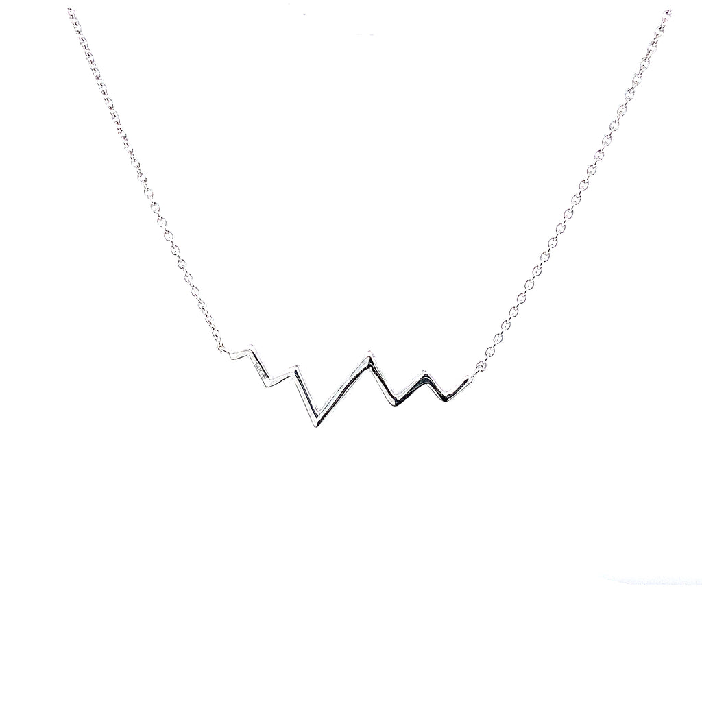 Micropave Heartbeat Diamond Necklace 14K White Gold - Image 3 of 3
