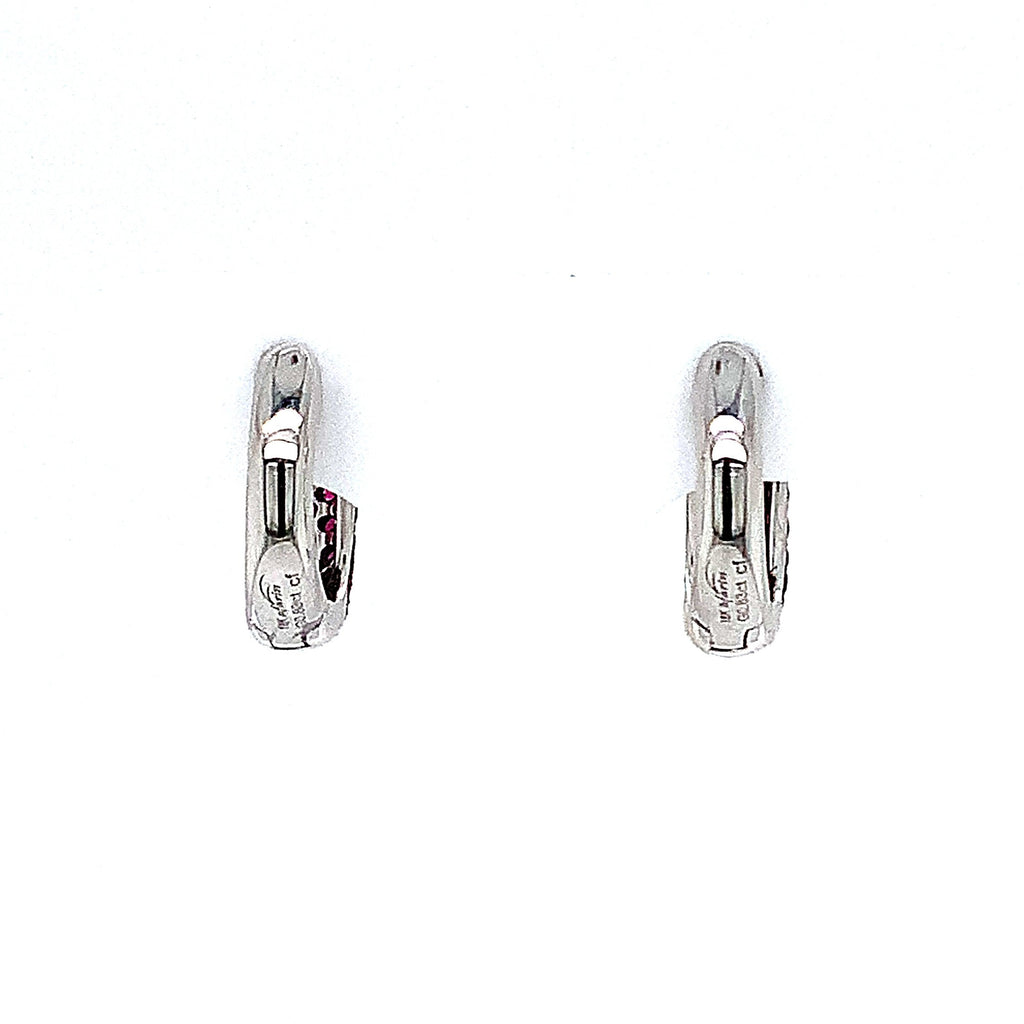 afarin collection pavé ruby huggies earring 18k white gold and black rhodium finished