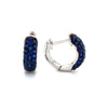 afarin collection pavé blue sapphire huggies earring 18k white gold and black rhodium finished.