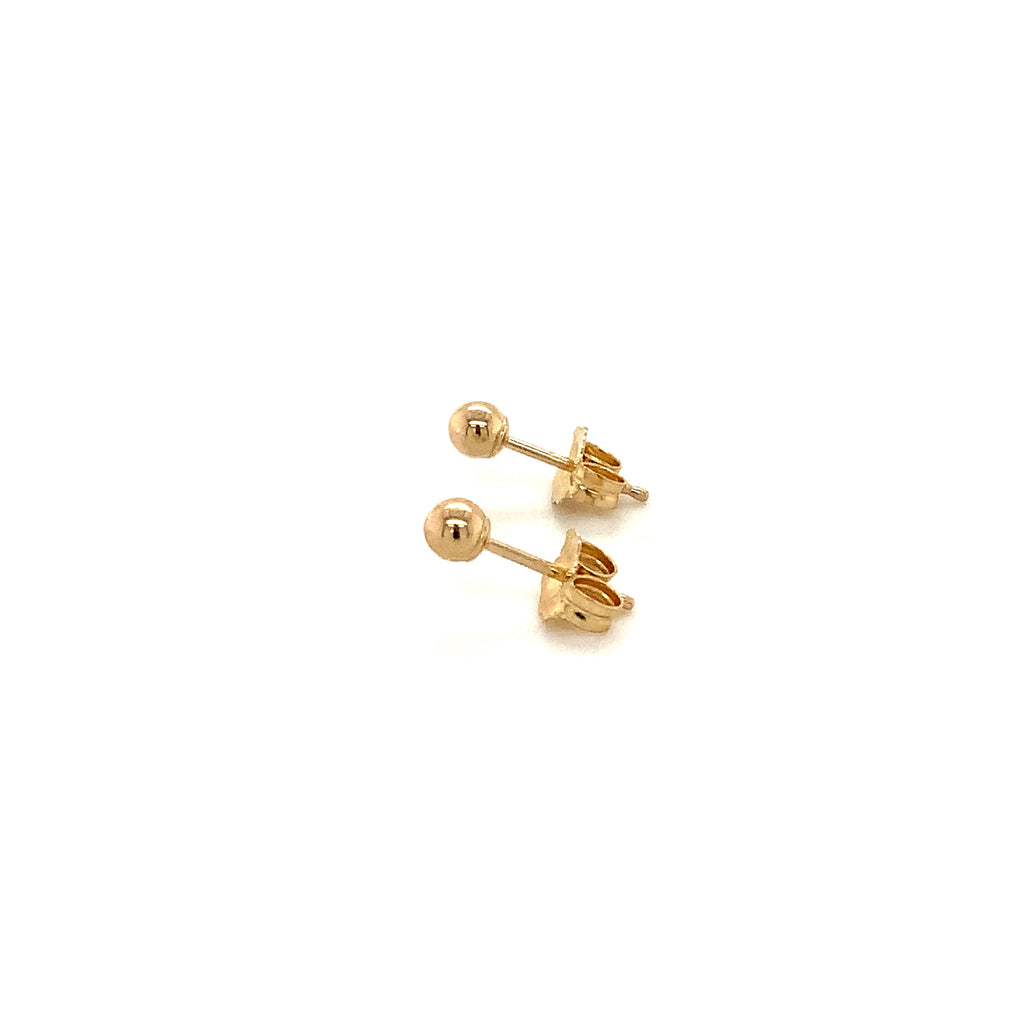one pair of 3mm ball stud earrings14kt yellow gold with bright finish, friction backs included