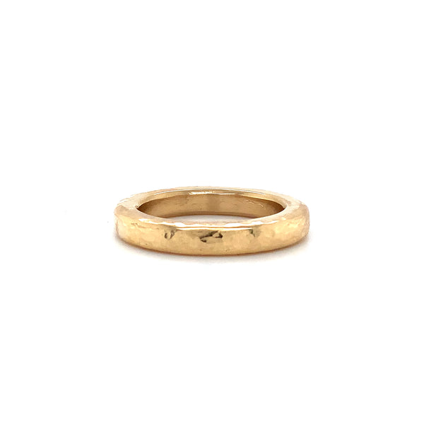 hammered finish solid 18k yellow gold wedding band