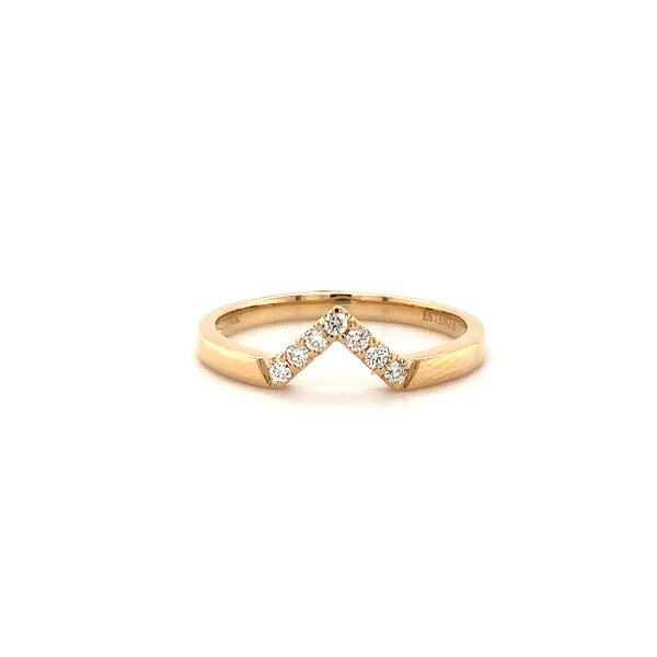stackable "v" shaped diamond band set in 14 kt yellow gold  0.10 cts t.w.