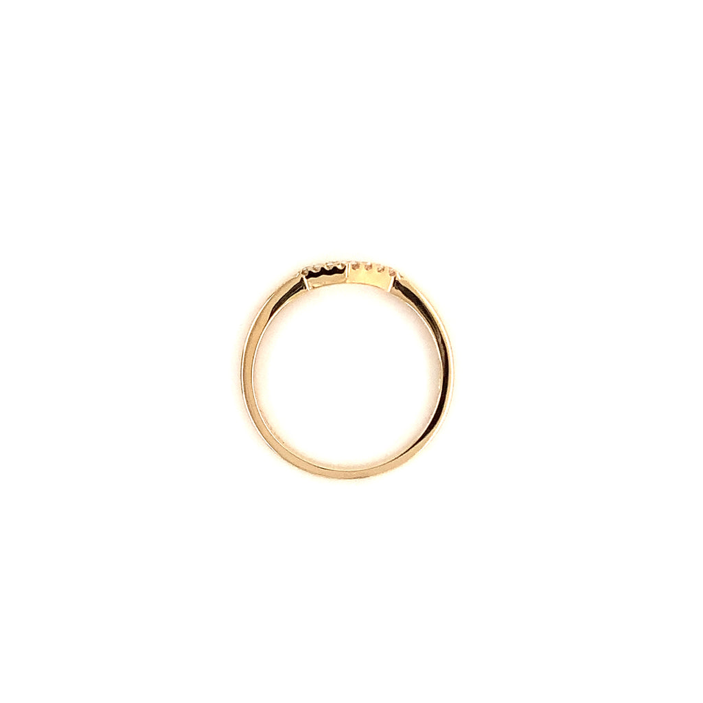 stackable "v" shaped diamond band set in 14 kt yellow gold  0.10 cts t.w.