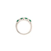 classic emerald and diamond straight line shared prong band in 18k white gold