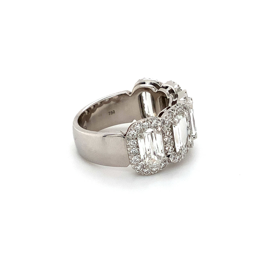 Christopher Designs L'Amour Crisscut® 5 Stone Halo Diamond Ring 18K White Gold - Image 2 of 5