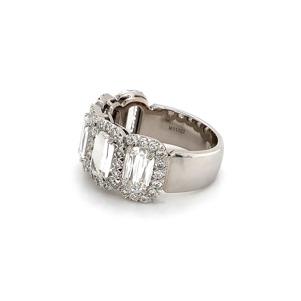 Christopher Designs L'Amour Crisscut® 5 Stone Halo Diamond Ring 18K White Gold - Image 3 of 5