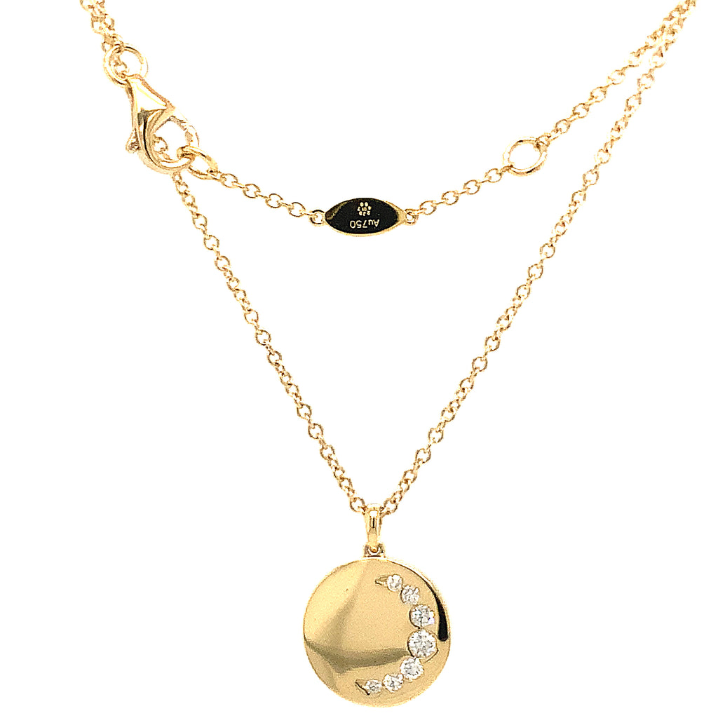 Memoire Diamond Luna Crescent Medallion Necklace in 18Kt Yellow Gold - Image 5 of 11