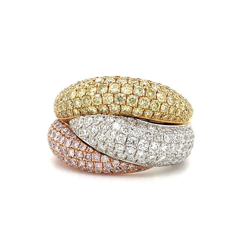 Roman + Jules Fancy Colored Overlapping Diamond Pavé Ring Set in 18K Tri-color Gold - Image 1 of 6