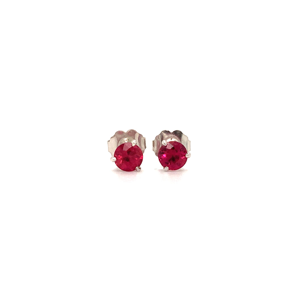 Roman+Jules Natural Ruby Post earrings set in 3 prong 18 kt White Gold - Image 2 of 6