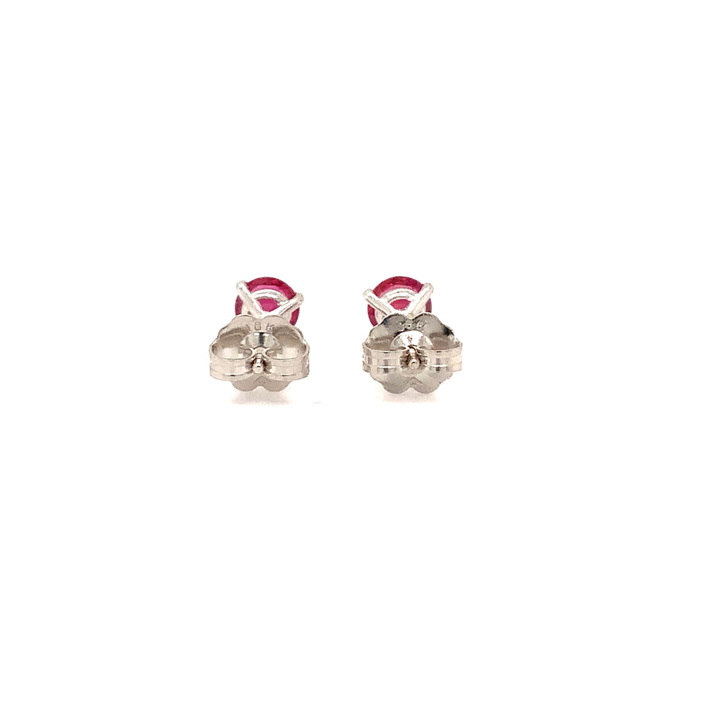 Roman+Jules Natural Ruby Post earrings set in 3 prong 18 kt White Gold - Image 6 of 6